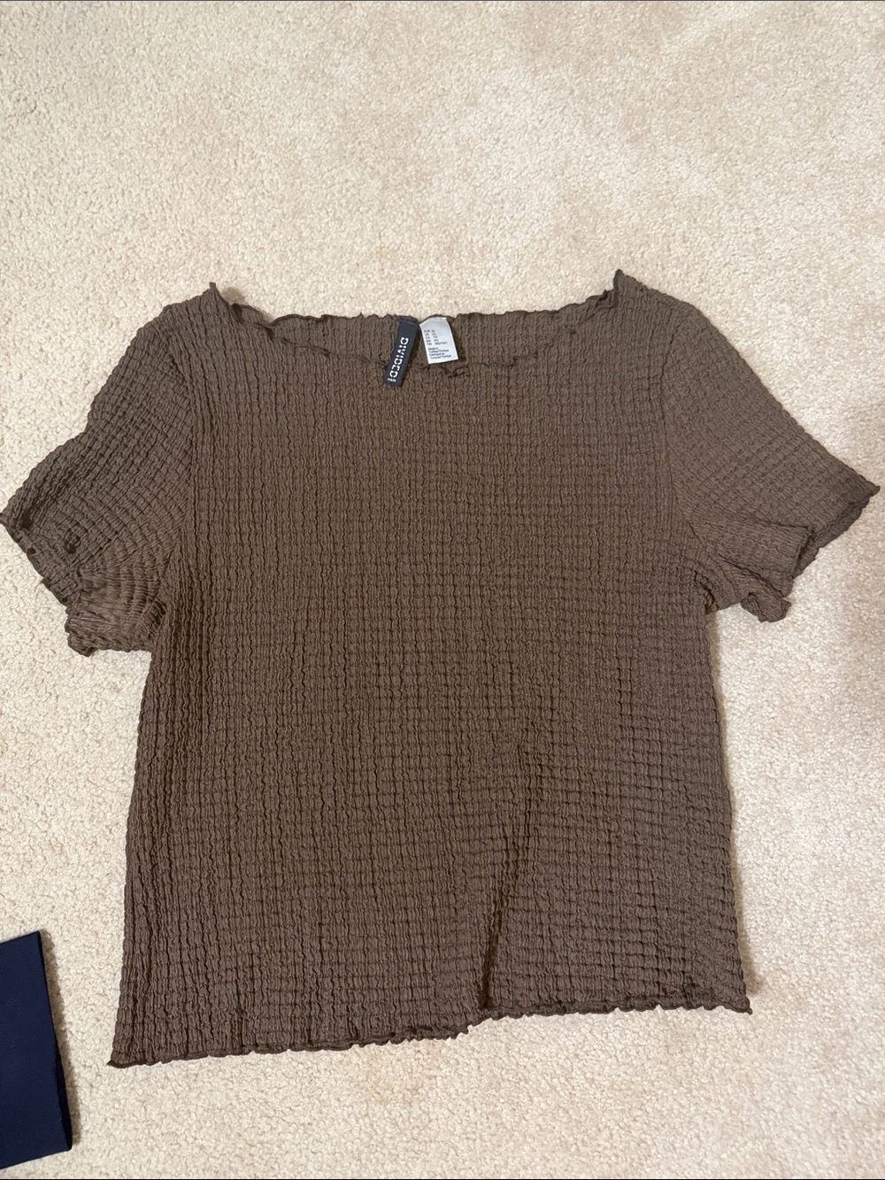 Chocolate Brown Textured Short Sleeve Tee